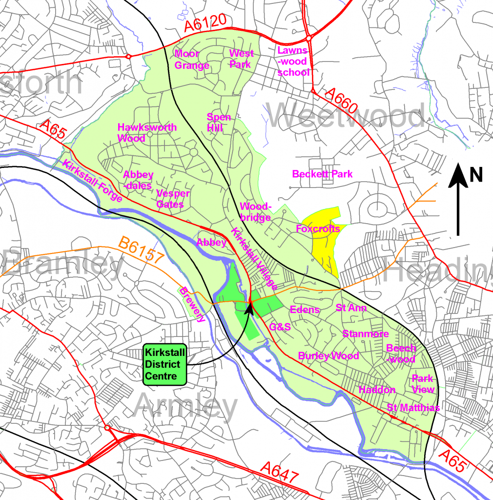 Map of area covered by Kirkstall Neighbourhood Forum